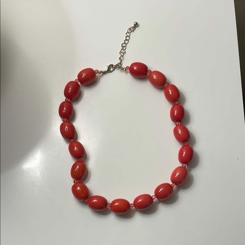 Elegant pinkish red Beaded Necklace